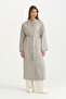 Fabric Mixed Belted Rayon Cap - Gray