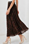 Belted Patterned Skirt B8074 Brown - 3