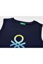 Boy's Colorful Logo Printed Undershirt 6-14 Years Dark Blue - 3