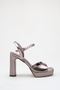 Rose Gold Platform Heeled Women's Sandals Ankle Strap Thick Heeled Stylish Evening Dress Shoes - 2