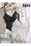 Double Front Twist Polka Dot Patterned Thin Strap Alaçatı Crop Top - 3