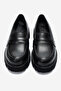 Women's Thick Sole Loafer Shoes Real Leather Mtd 24353 Black - 5