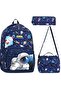 School Bag Boys' School Bag Set of 3 School Bag Patterned Luxury School Bag Thermal Thermos Lunch Bag