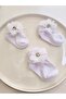 3-Piece White Decorated Baby Socks with Round Stones and Laser-Cut Roses - 3