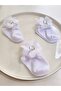 3-Piece White Decorated Baby Socks with Square Stones and Laser-Cut Roses