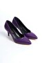 Stiletto Purple Leather Shoes with Pointed Toe, Closed, 5 cm Thin Heel, V-Toe, New Season - 4