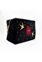 Black Mystic Eye Embroidered Velvet Makeup Bag & Organizer 19X14X9 cm - 2