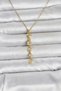 316L Steel Gold Color Sea Theme Y Model Zircon Stone Necklace - 2