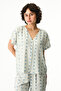 Women's Viscose Lounge Serenity Striped Shirt & Pants Set - Light Green - 3