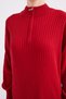 Women's High Collar Zipper Knitwear Red Dress - 5
