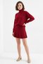 Women's Turtleneck Pleated Skirt Knitwear Red Two-Piece Set - 3
