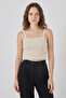 Women's Square Neck Strap Cream Blouse - 2