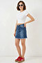 Women's Tasseled Mini Cotton Navy Blue Denim Skirt - 2