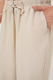 Women's Elastic Waist Linen Wide Leg Cream Palazzo Trousers - 7