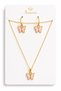 Gold Necklace and Earring Jewelry Set with Pink and Red Butterfly Figures – Minimal Chic Accessory for Women - 2