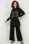 Women's Shirt Collar Patterned Viscose Black Double Set