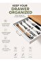 Expandable Cutlery Drawer Organizer 30-52cm, Adjustable Plastic Utensils Holder Storage Tray, Kitchen Multipurpose Drawer Divider Tray, White - 4