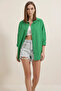 Women's Oversize Cut Basic Cotton Green Shirt - 2