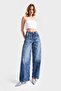 İts Basic Women's Blue Denim Color Design 100% Cotton Straight Fit Denim