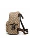 Women's Fashion Backpack Brown Beige Monogram PU Leather Mini Backpack Casual Travel School Bag with Gold Zipper - 3