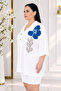 Plus Size Floral Print Detailed Half Placket Collar Capri Sleeve Women's Blouse - 6