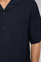 Crinkled Shirt with Revere Collar and Short Sleeves - 6