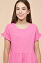 Textured Tiered Dress with Square Neck and Short Sleeves - 3