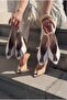 Marvello Beige Matte Leather Women's Heeled Sandals - 7