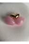 Gold Color Pink Earrings (3.6 cm) - 2