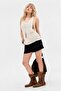 Xsanta Black Color Linen Mini Shorts with Front Tie Detail - 2