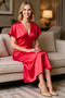 Women's V-Neck Bat Sleeve Satin Maxi Dress Shift Cutout Unlined Woven Long Elegant Casual Comfortable Modern - 3