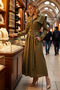 Women's Maxi Length Jacket Collar Long Sleeve Skater Cut Belt Detailed Poplin Dress Daily Casual Modern