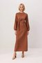 Women's Maxi Dress Crew Neck Long Sleeve A-Line Cut Linen Textured Unlined Daily Casual Modern - 4