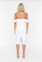 Women's Carmen Collar Sleeveless Bodycon Midi Cocktail Dress Corset Detailed Woven Lined Casual Comfortable - 5