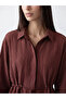 Özmarka New Season Burgundy Textured Oversize Women's Shirt - 3