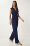 Modal Top and Bottom Set with Gold Accessories Lnt0035 Dark Blue - 2