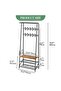 Wall Mounted Clothes Rack with Double Row Hooks, Coat Rack with 6 Hooks and Storage Shelf, Entryway Organizer for Keys, Bags, Coats, Hats - Iron & MDF, 60cm Wide - 2