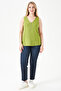 10853 Green Zippered Detail Knitted Tank Top - 2