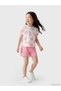 Ecru Glittery Floral Girl's Shorts Set - 2