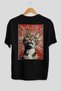 For the Love of Cats 60 Cats Printed Black Oversize T-Shirt 100% Cotton Unisex Cat Lover Premium Design