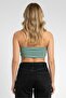 Women Straight Across Strapless Solid Tube, Green - 4