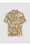 Nevavm Regular Fit Resort Collar Patterned Men's Shirt with Difference - 7