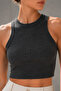 Women's Anthracite Ribbed Crop Tank Top - 2