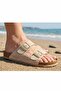 Suede Double Buckle Women's Slippers-Lilac - 2
