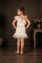 Girl's Cream Jacquard Skirt Blouse Set – Set of 2 with Tulle Ruffle Detail - 2