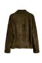 Green Suede Women's Genuine Leather Classic Collar Buttoned Jacket - 7