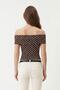 Coffee Madonna Collar Polka Dot Blouse with Buckle Detail 087 - 3