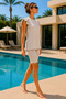 Ruffled Tights Flounce Semi-Closed Swimsuit Beige - 4