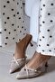 Fast Pointed Toe Cross Strap Detailed Heeled Women's Shoes - 7