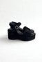 Black Suede Genuine Leather Wedge Heel Women's Sandals Sl338 - 5